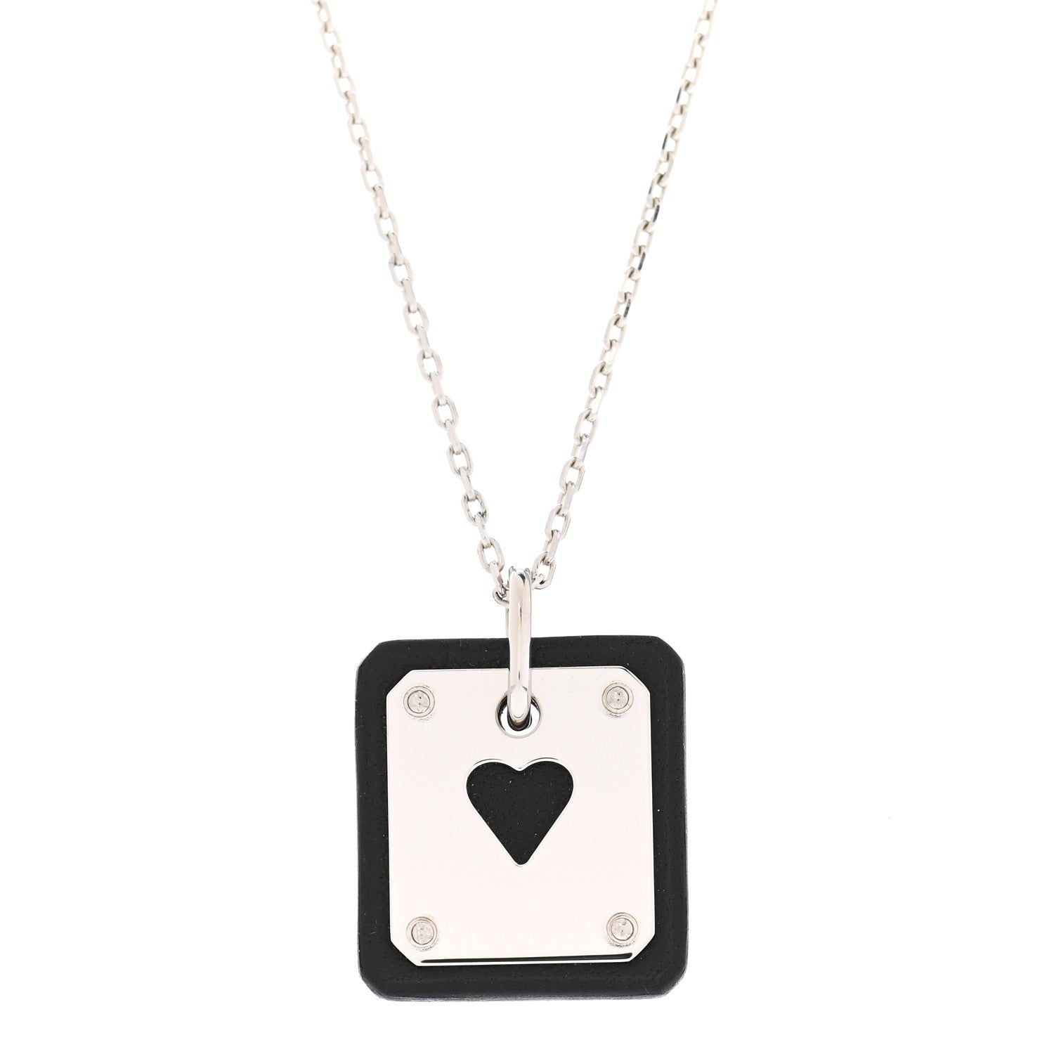 Hermes Palladium Plated Swift As De Coeur Necklace Black 4 of 6