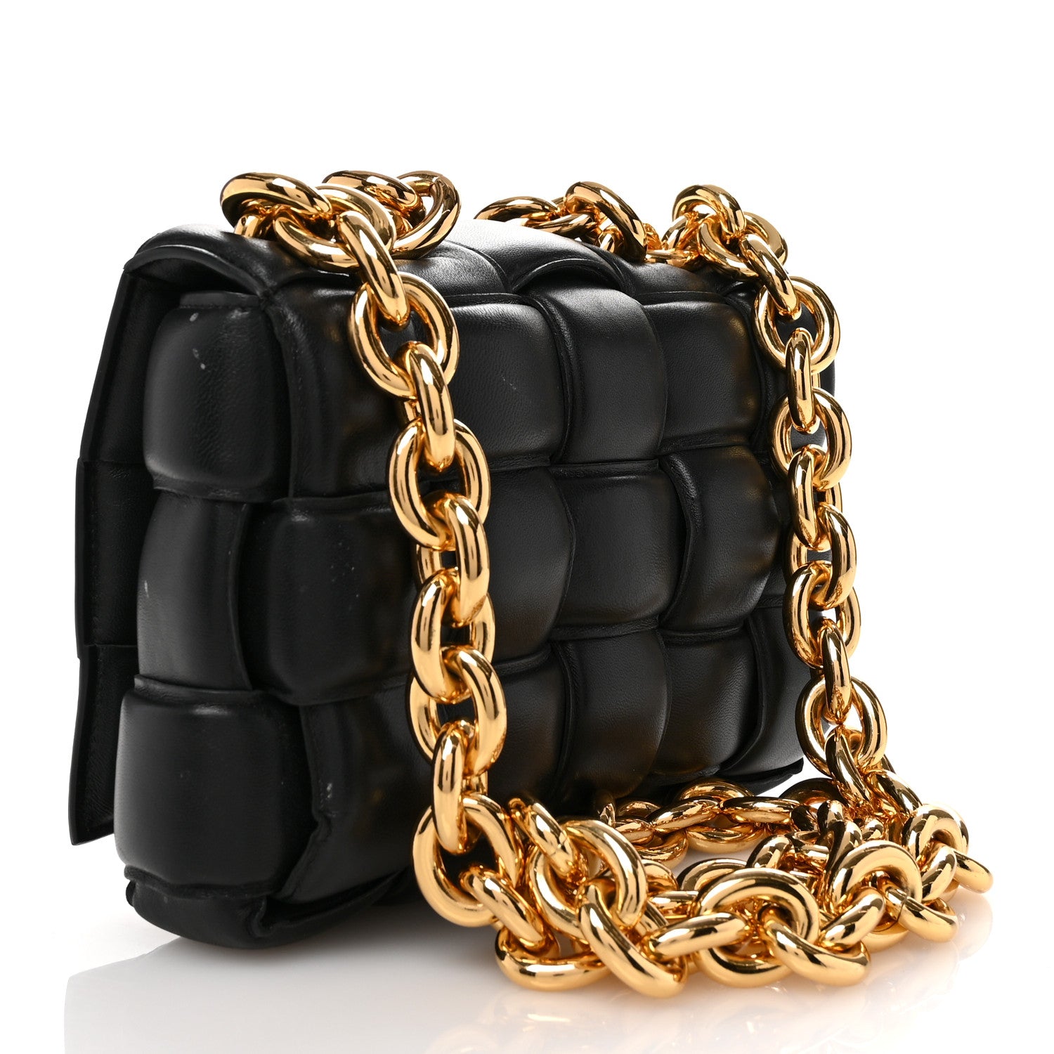 Bottega Veneta Lambskin Maxi Intreccio Padded Chain Cassette Crossbody Bag Black 3 of 11