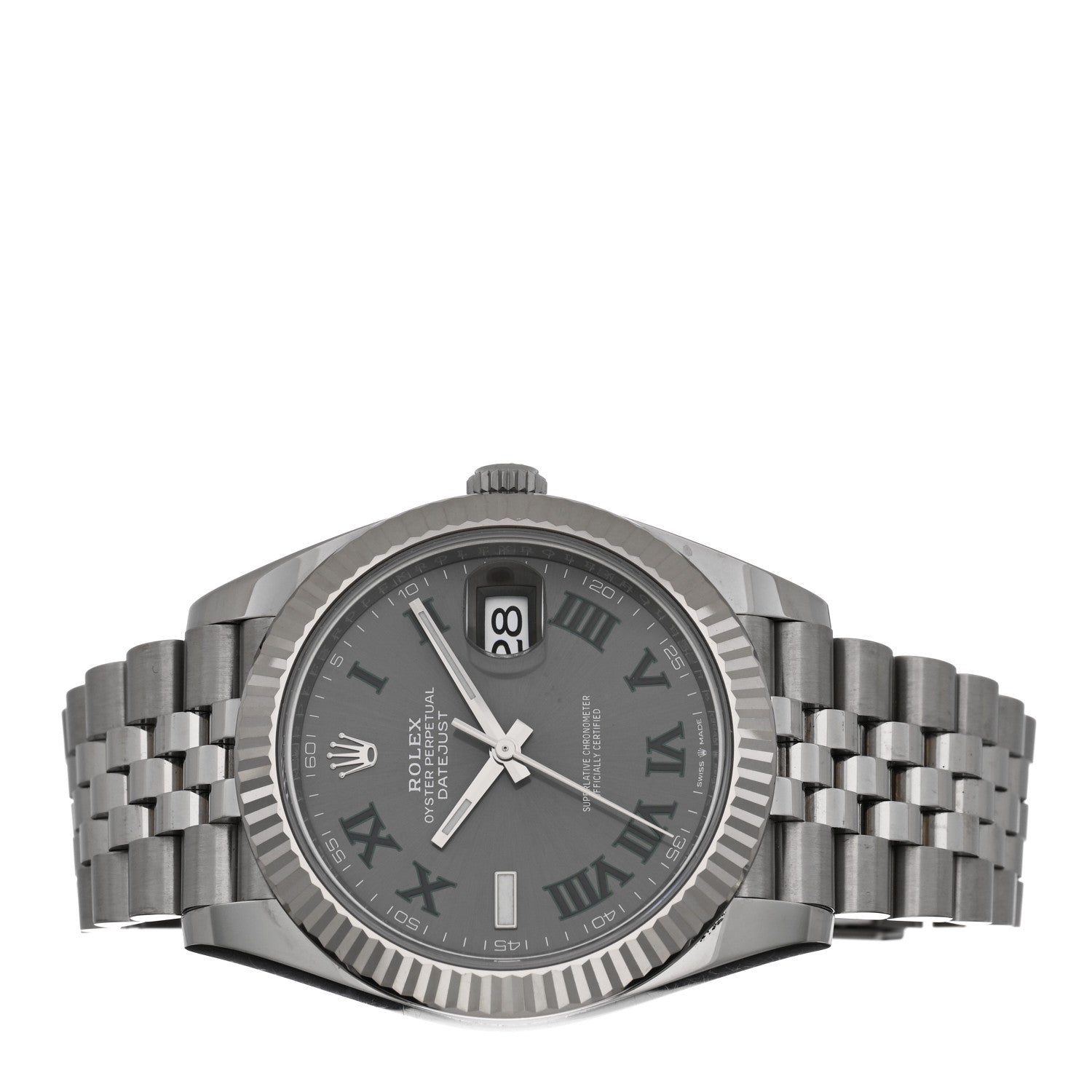 Rolex Stainless Steel 18K White Gold 41mm Oyster Perpetual Wimbledon Datejust Watch Slate 126334 2 of 4