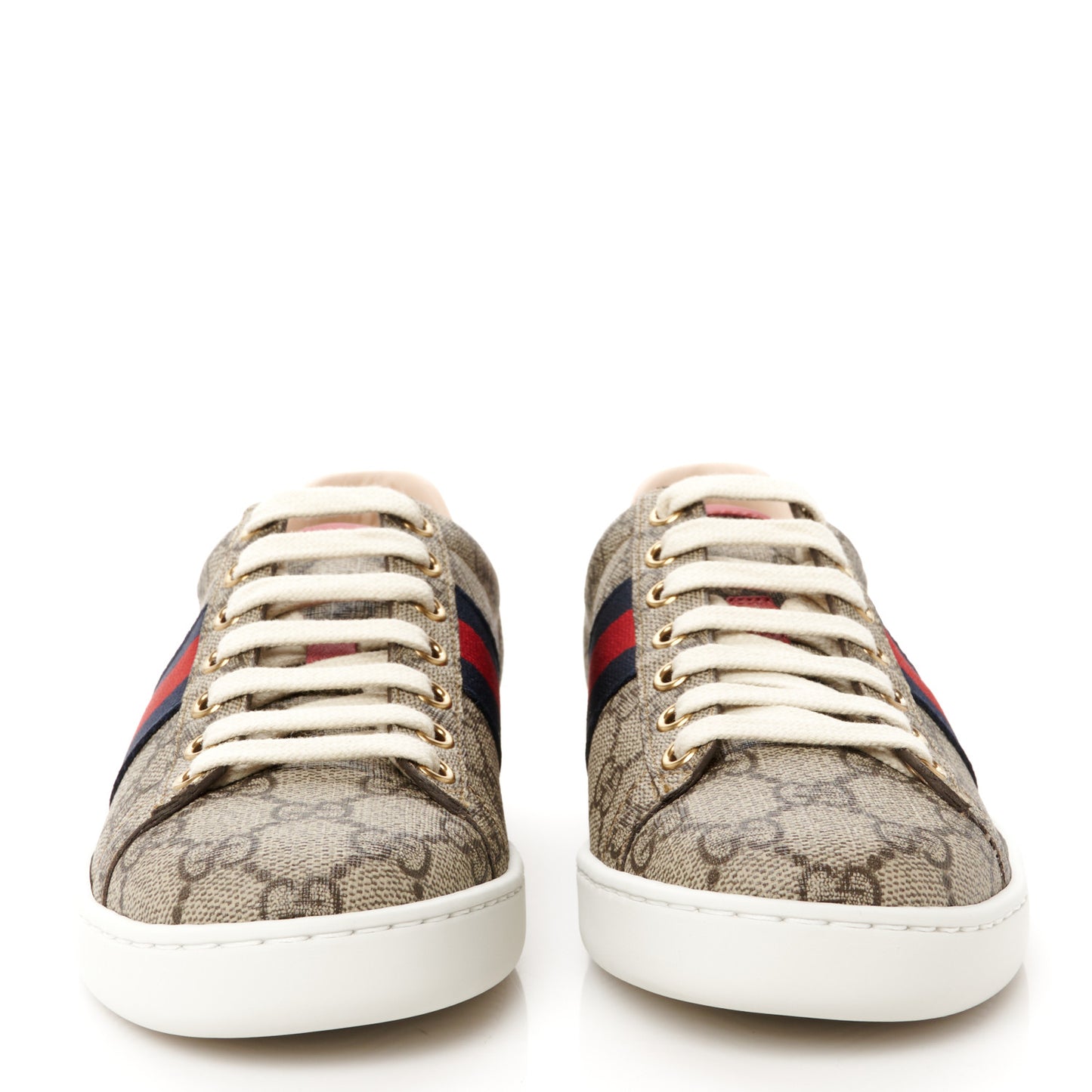 GG Supreme Monogram Womens Ace Low-Top Sneaker 35.5 Beige