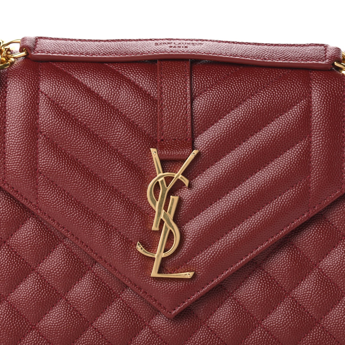Grain De Poudre Textured Mixed Matelasse Triquilt Medium Monogram Satchel Oxblood