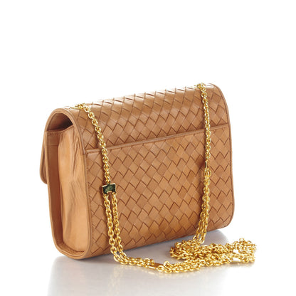 Bottega Veneta Vintage Nappa Intrecciato Woven Flap Chain Bag Beige 3 of 10