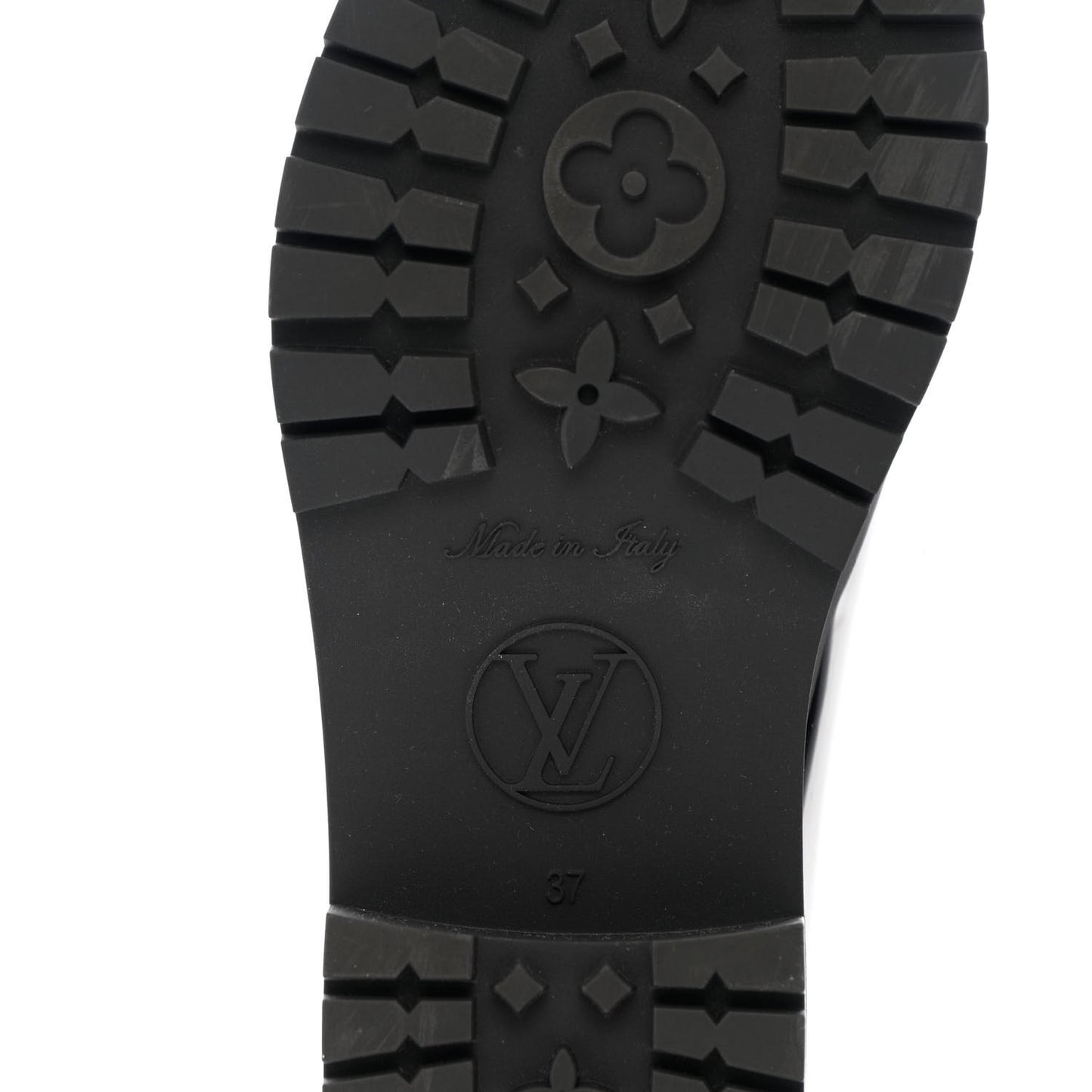 Rubber Embossed Monogram Splash Rain Short Boots 37 Black