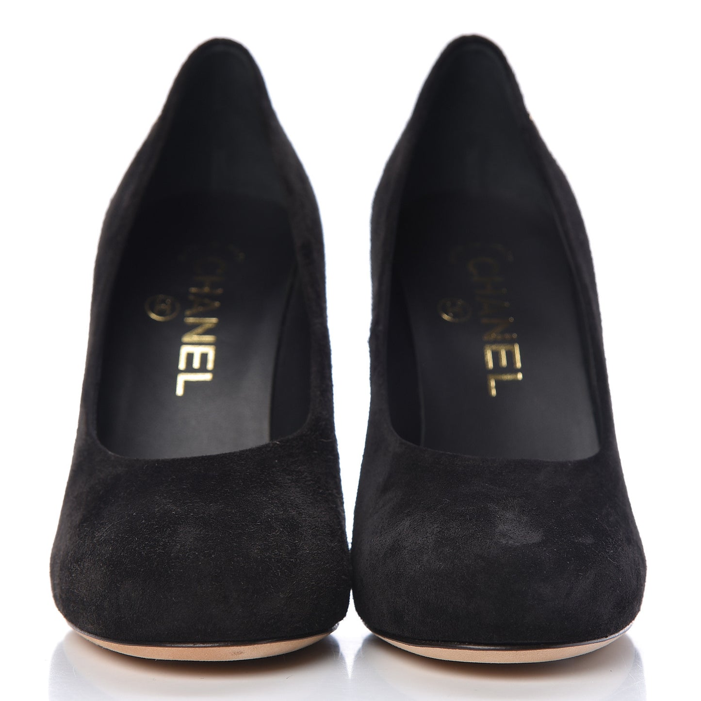 Suede Calfskin Grosgrain CC Pumps 35.5 Black