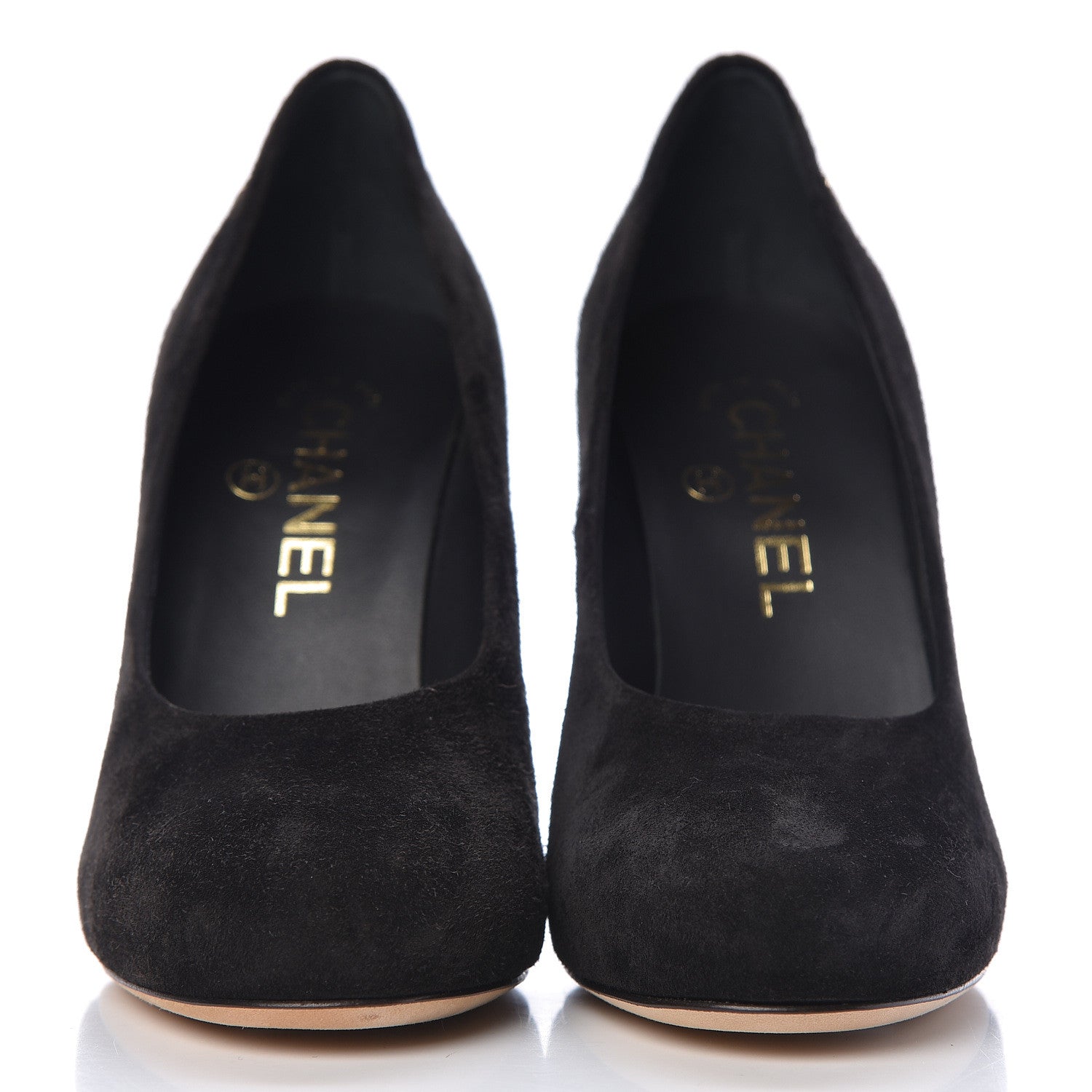 Chanel Suede Calfskin Grosgrain CC Pumps 35.5 Black 2 of 9