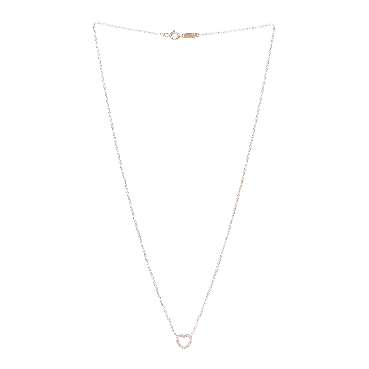 18K Rose Gold Diamond Metro Heart Pendant Necklace