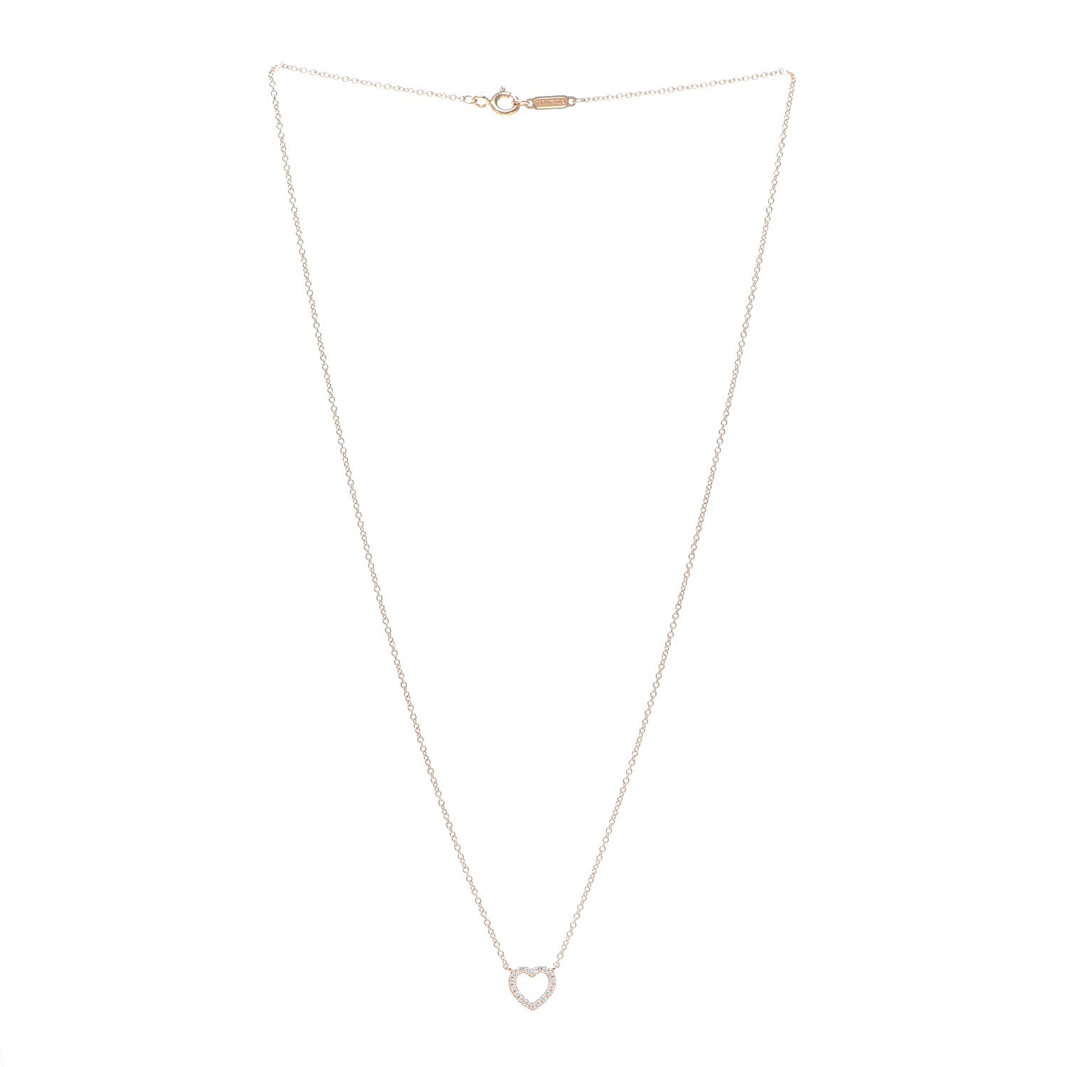 Tiffany 18K Rose Gold Diamond Metro Heart Pendant Necklace 3 of 6