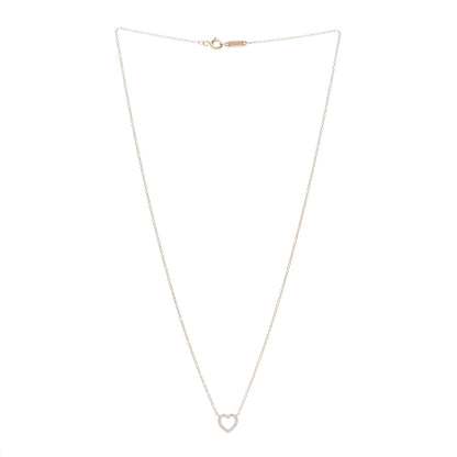 Tiffany 18K Rose Gold Diamond Metro Heart Pendant Necklace 3 of 6