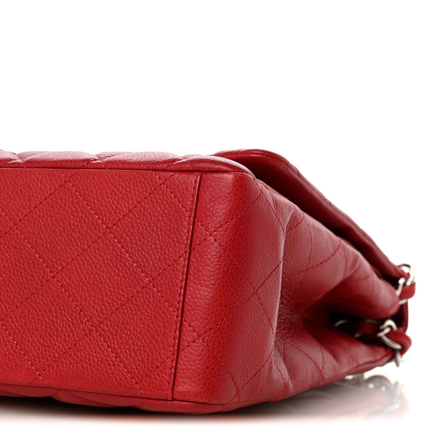 Caviar Quilted Maxi Double Flap Dark Red
