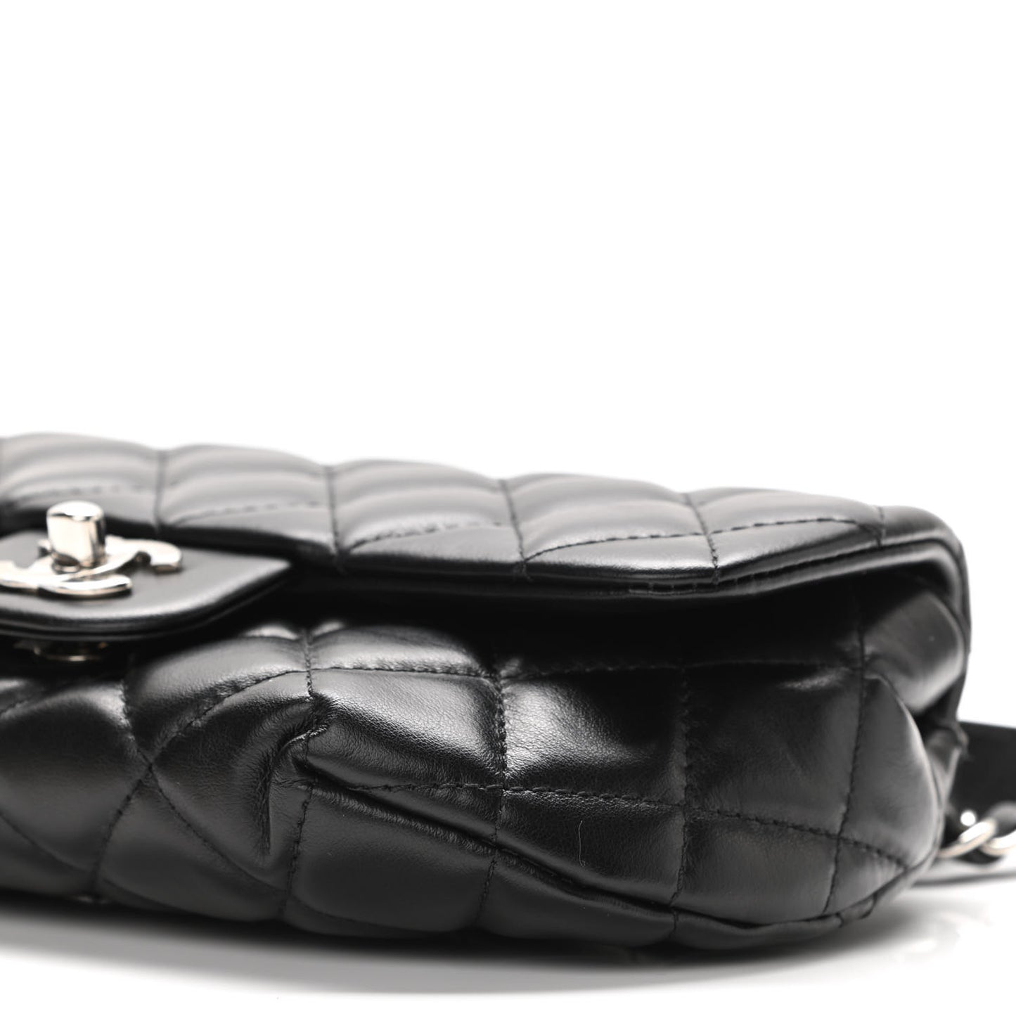 Calfskin Quilted CC Uniform Flap Belt Bag Black