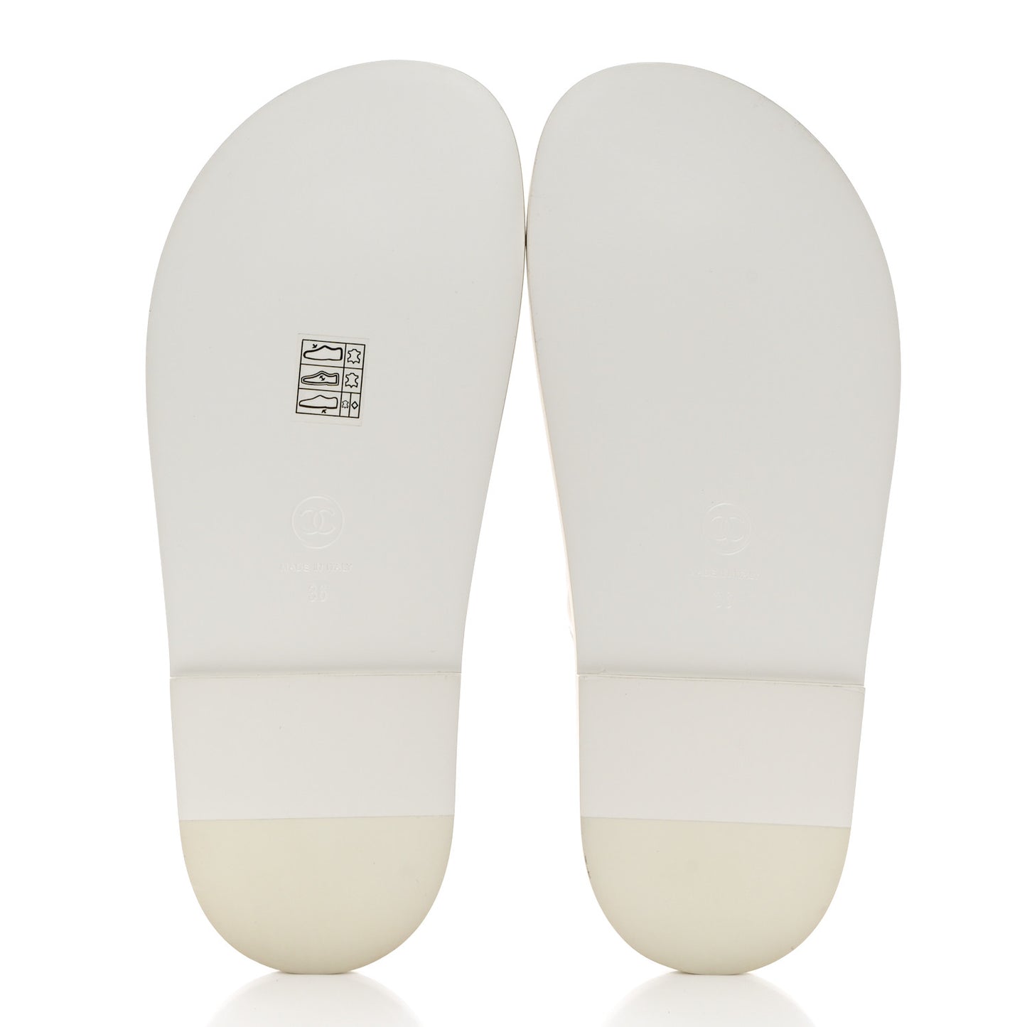 Lambskin Quilted Velcro Dad Chain CC Slide Sandals 36 White