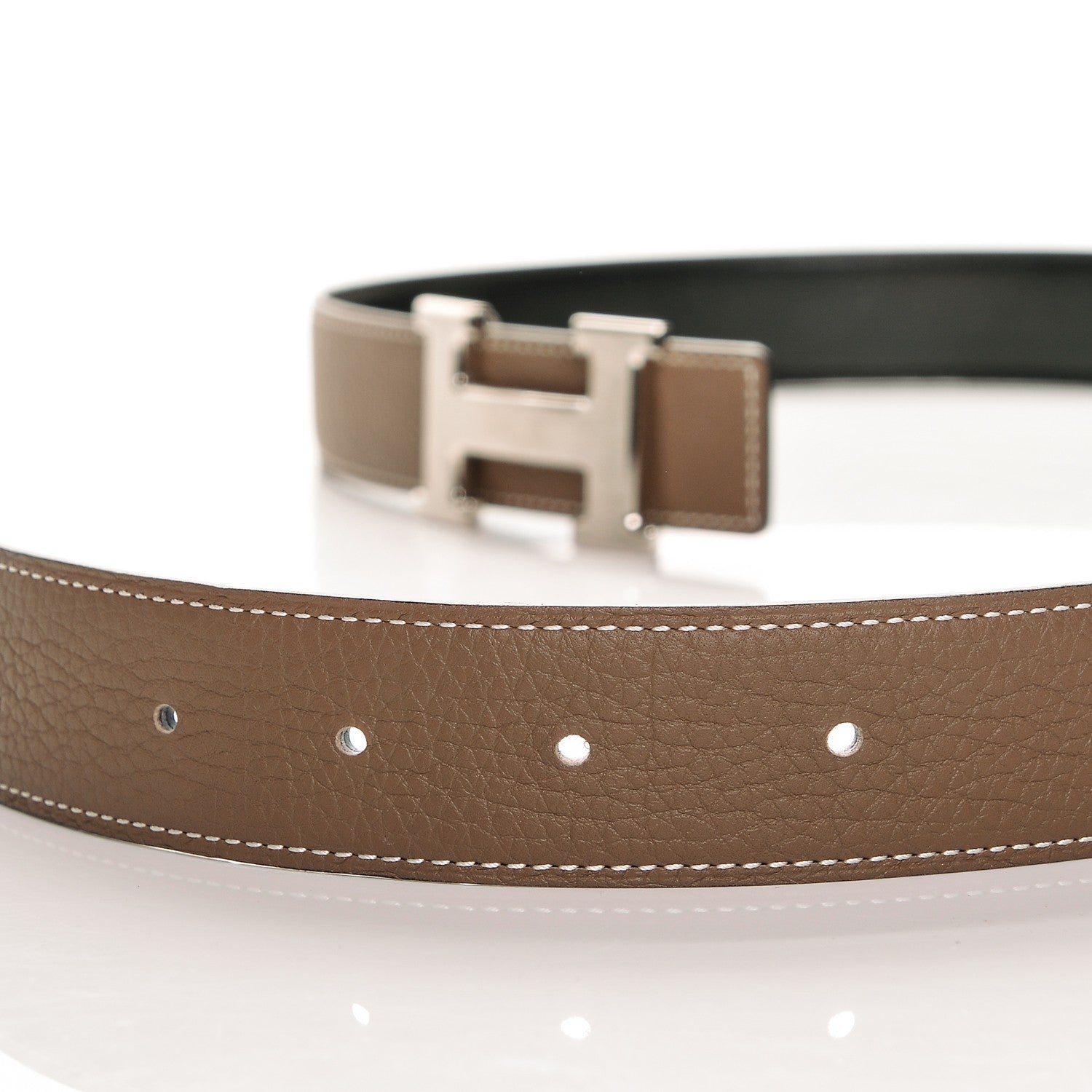 Hermes Box Togo 32mm H Belt 95 Black Etoupe 4 of 8