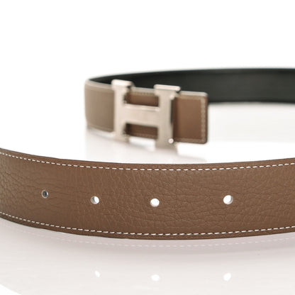Hermes Box Togo 32mm H Belt 95 Black Etoupe 4 of 8