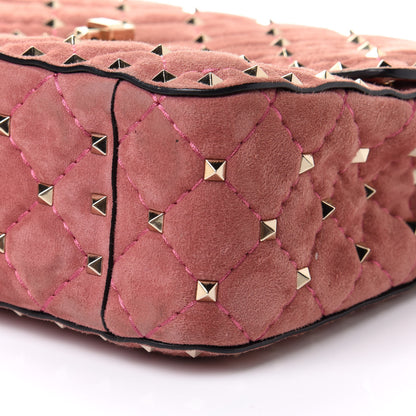 Valentino Garavani Suede Medium Rockstud Spike Shoulder Bag Antico Rosa 9 of 9