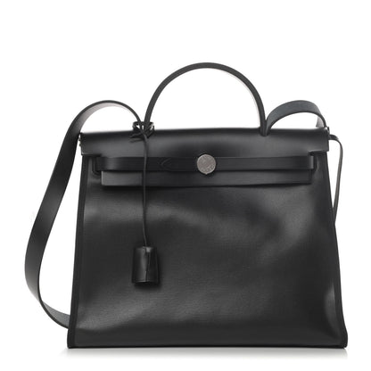 Hermes Toile H Berline Vache Hunter Herbag Zip PM 31 Black Ecru 3 of 13