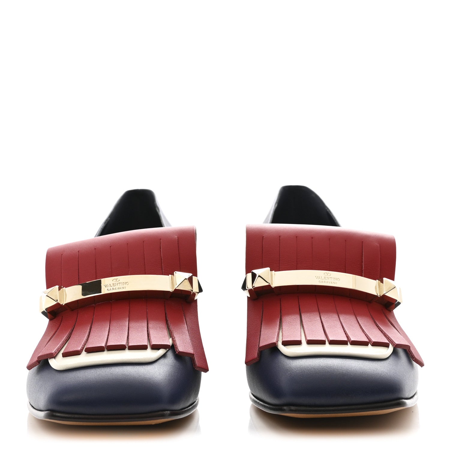 Valentino Garavani Nappa Rockstud Uptown Fringe Loafer 50 Pumps 40 Rosso Valentino Ivory Pure Blue 3 of 11
