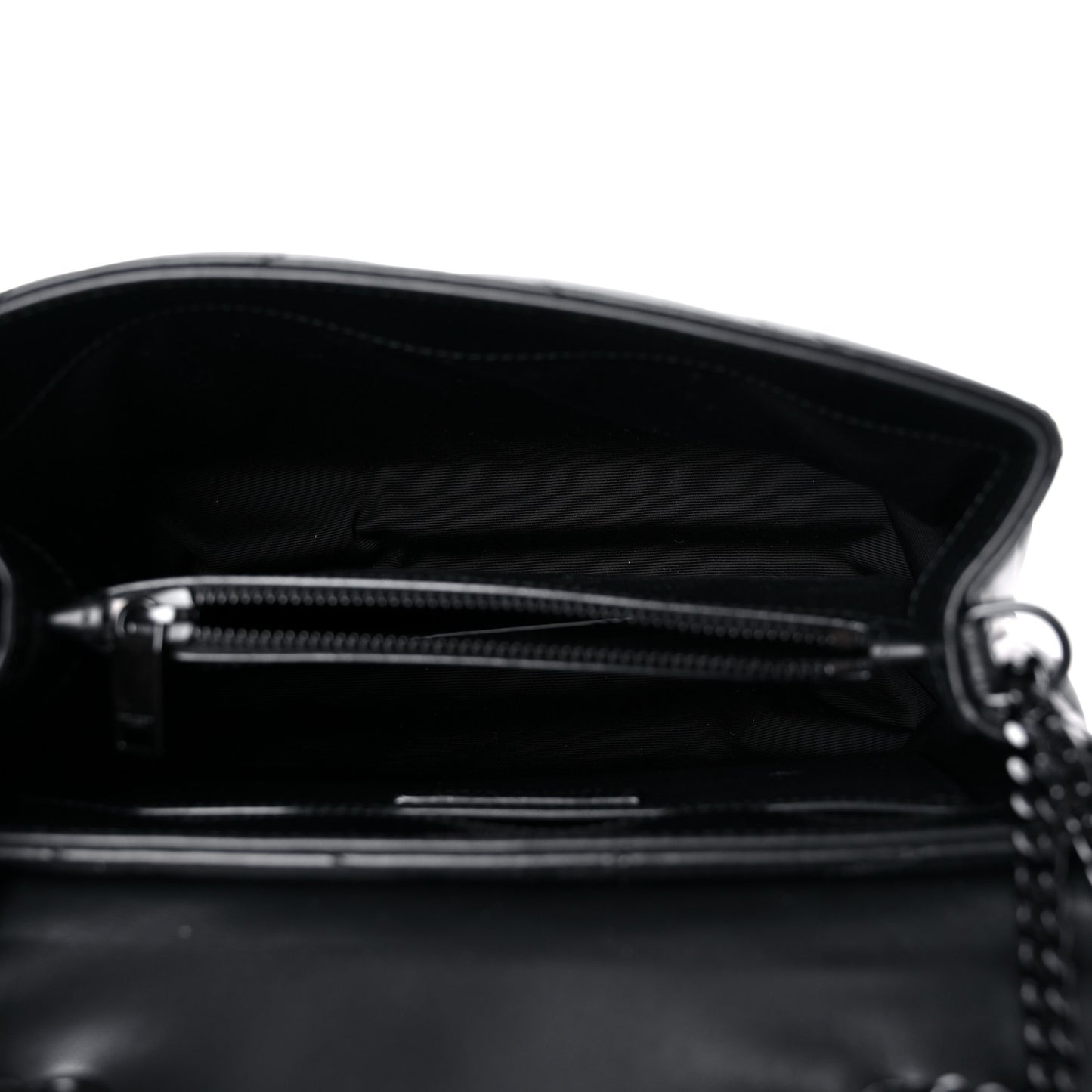 Calfskin Y Quilted Monogram Small Loulou Chain Satchel Black