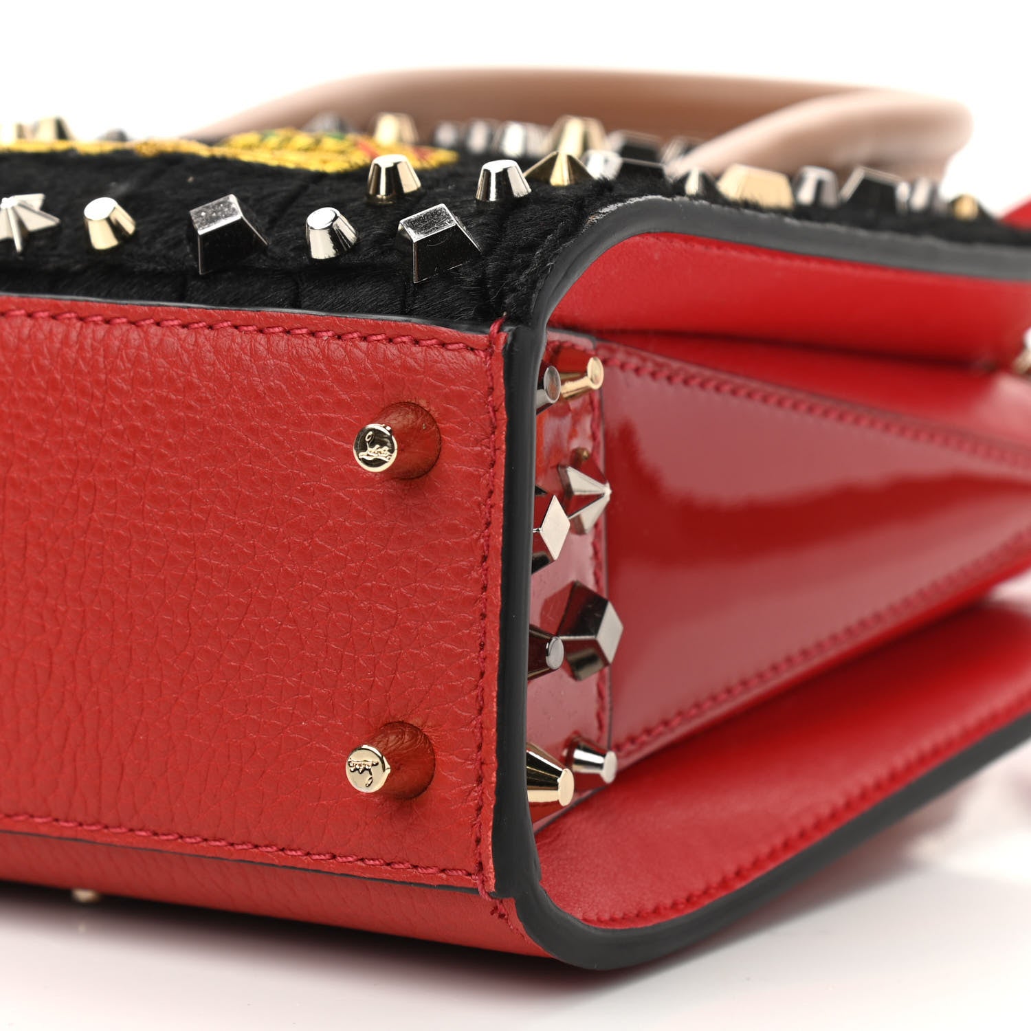 Christian Louboutin Calf Hair Calfskin Studded Nano Paloma Black 9 of 10
