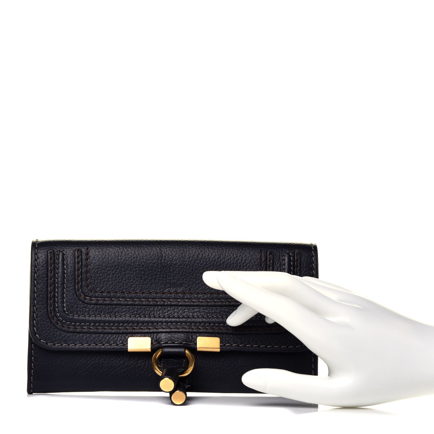 Chloe Calfskin Marcie Continental Flap Wallet Black 2 of 7
