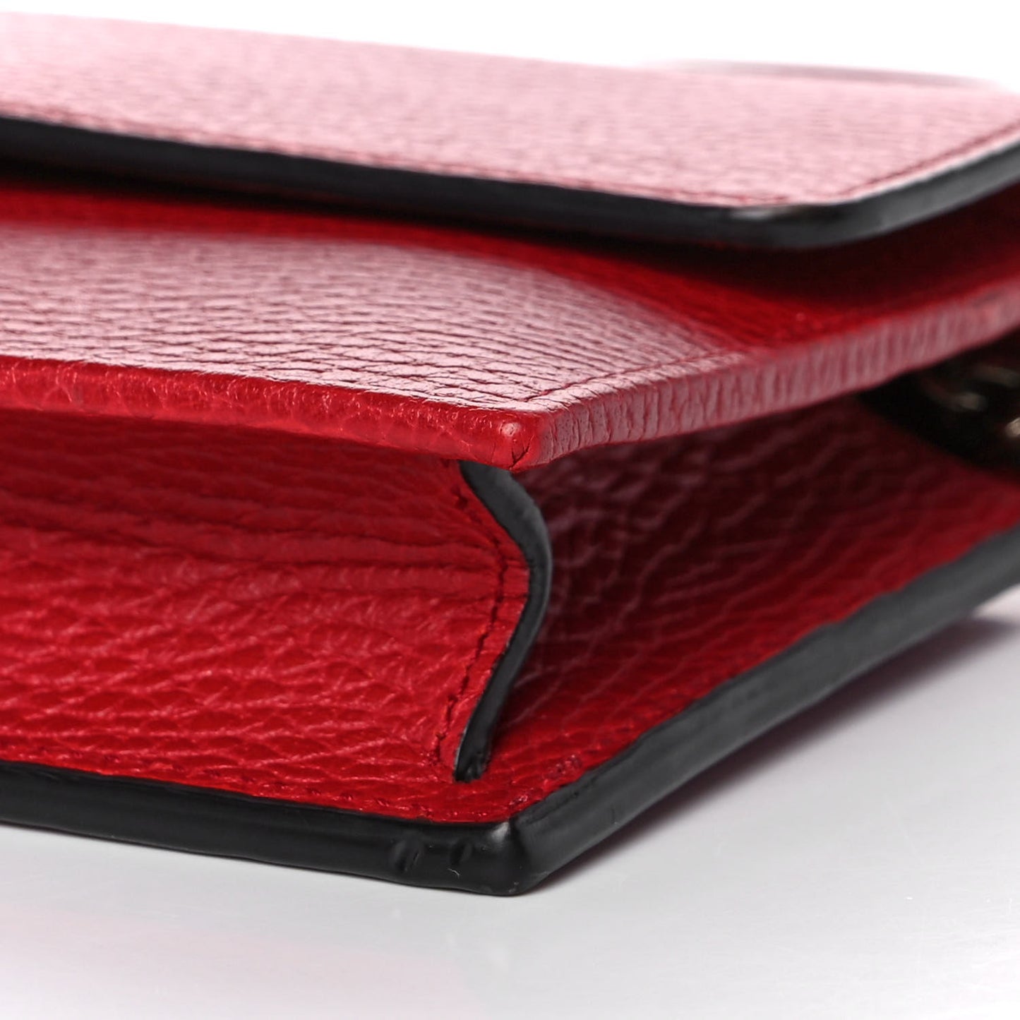Dollar Calfskin Interlocking G Chain Wallet Red