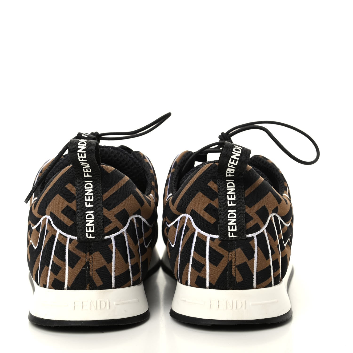 Fendi Stretch Fabric FFreedom Sneakers 36.5 Tobacco Black White 7 of 11