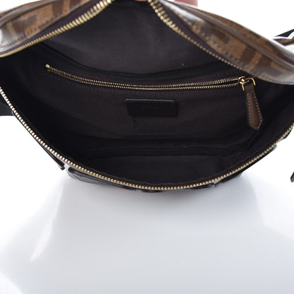 Fendi X FILA Glazed Fabric Vitello Century FF 1974 Mania Belt Bag Mogano Panna Blueberry 5 of 7