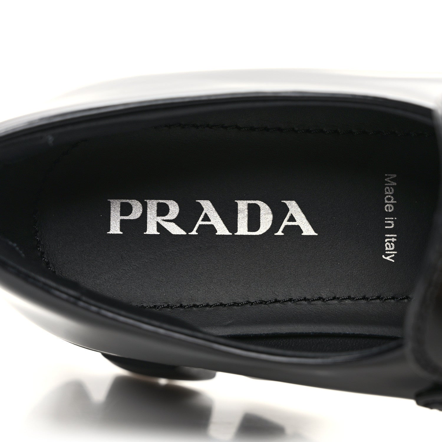 Prada Spazzolato Triangle Logo Monolith Pointy 55mm Loafers 38 Black 8 of 9