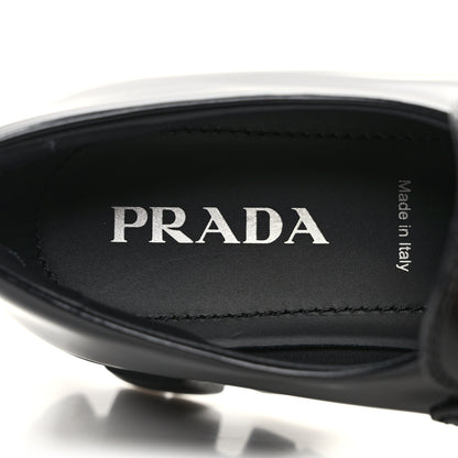 Prada Spazzolato Triangle Logo Monolith Pointy 55mm Loafers 38 Black 8 of 9