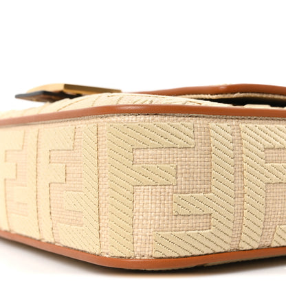 Fendi Raffia Vitello King Lucido FF Embroidered Baguette Alchemy Brandy 9 of 9