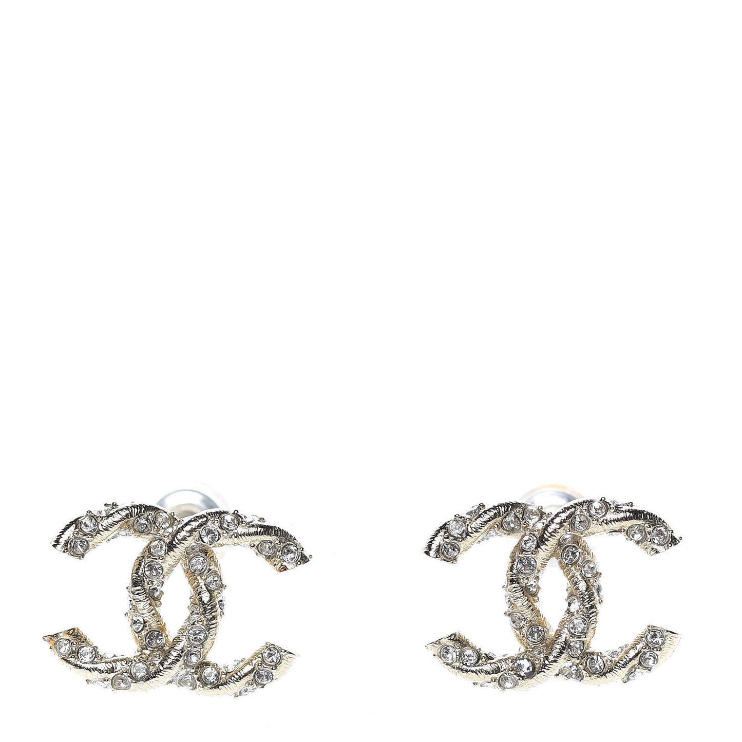 Crystal Twisted CC Earrings Gold