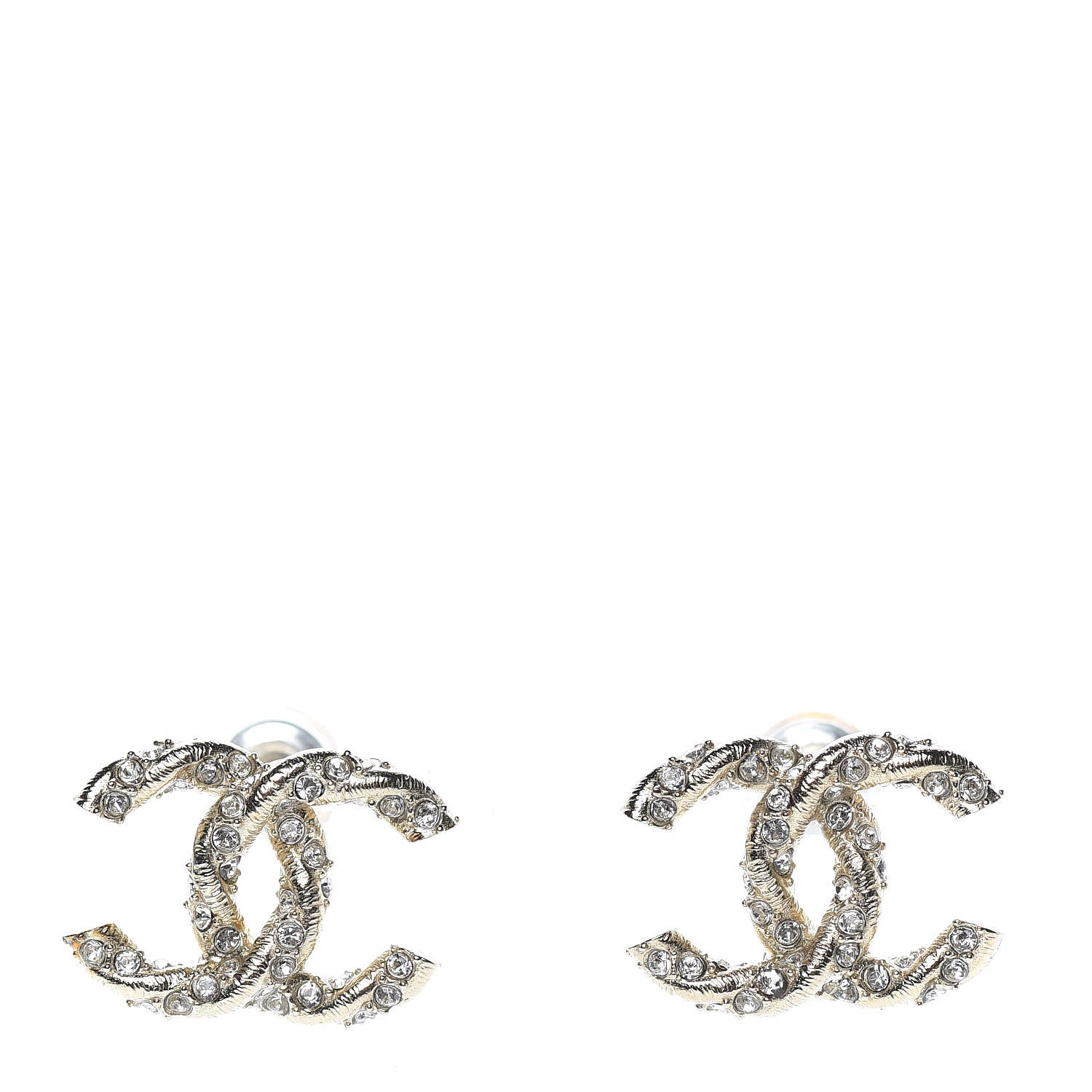 Chanel Crystal Twisted CC Earrings Gold 1 of 5