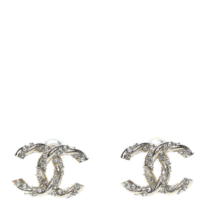 Chanel Crystal Twisted CC Earrings Gold 1 of 5