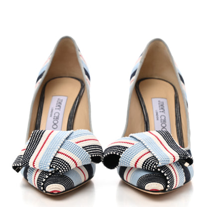 Jimmy Choo Tegan 85 Striped Pumps 37 Blue Red 2 of 8