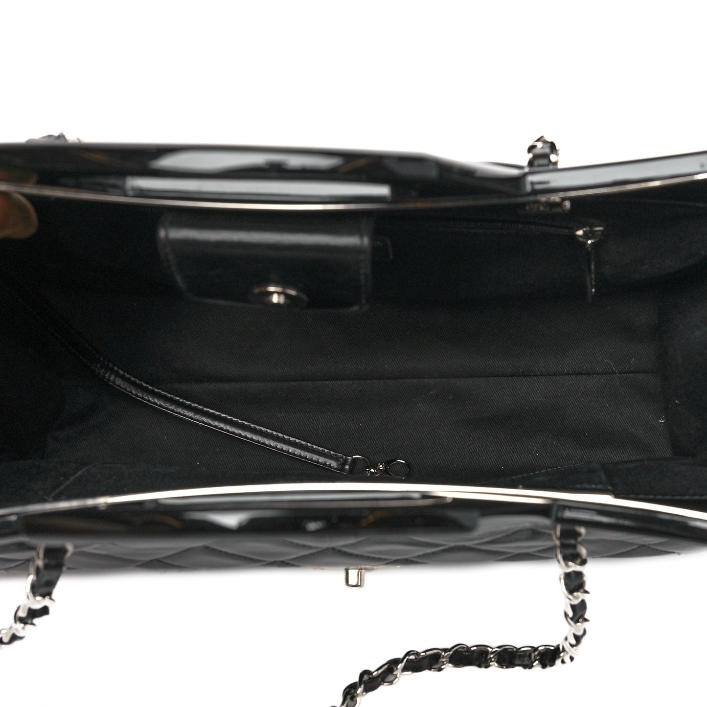 Glazed Calfskin Quilted Small CC Delivery Tote Black