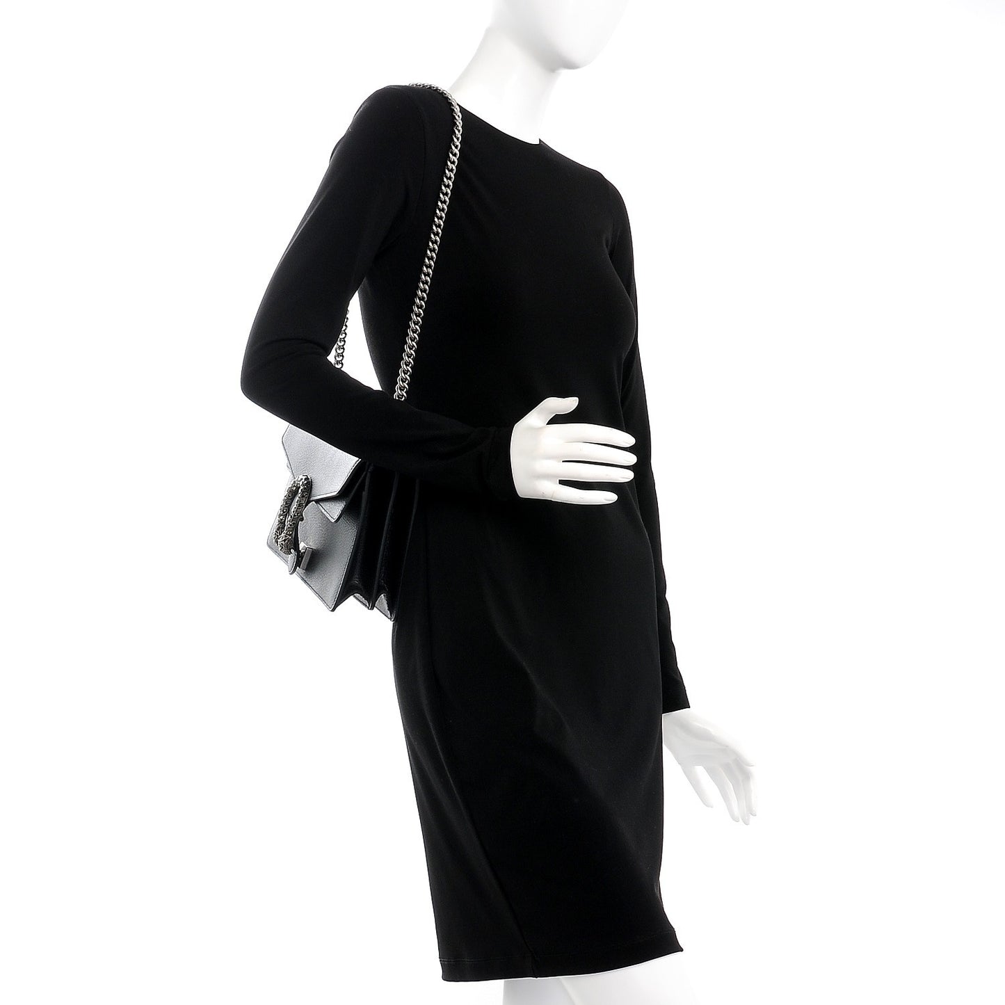 Pebbled Calfskin Small Dionysus Shoulder Bag Black