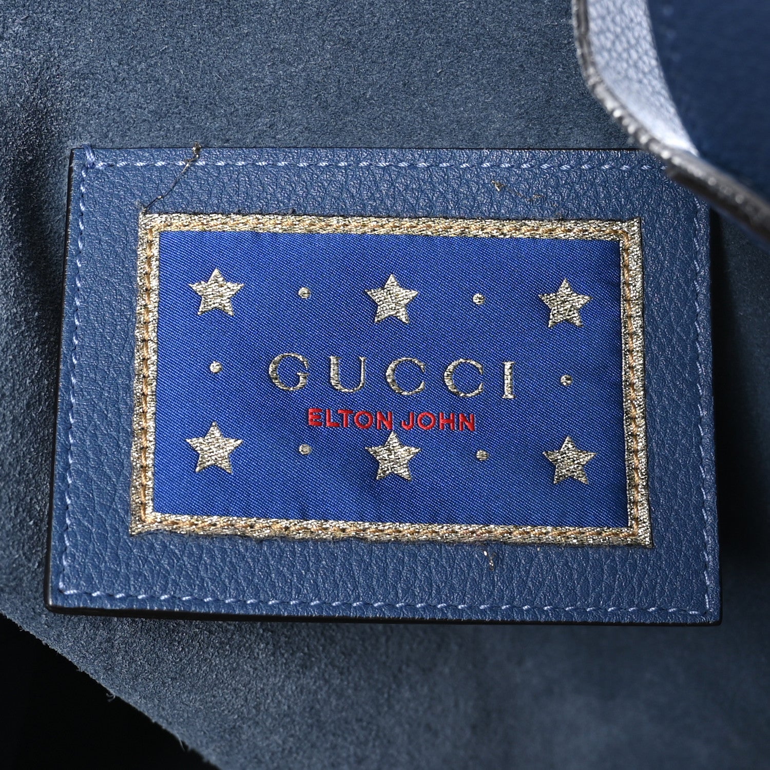 Gucci Calfskin Elton John Someone Saved My Life Tonight Large Tote Blue 7 of 11