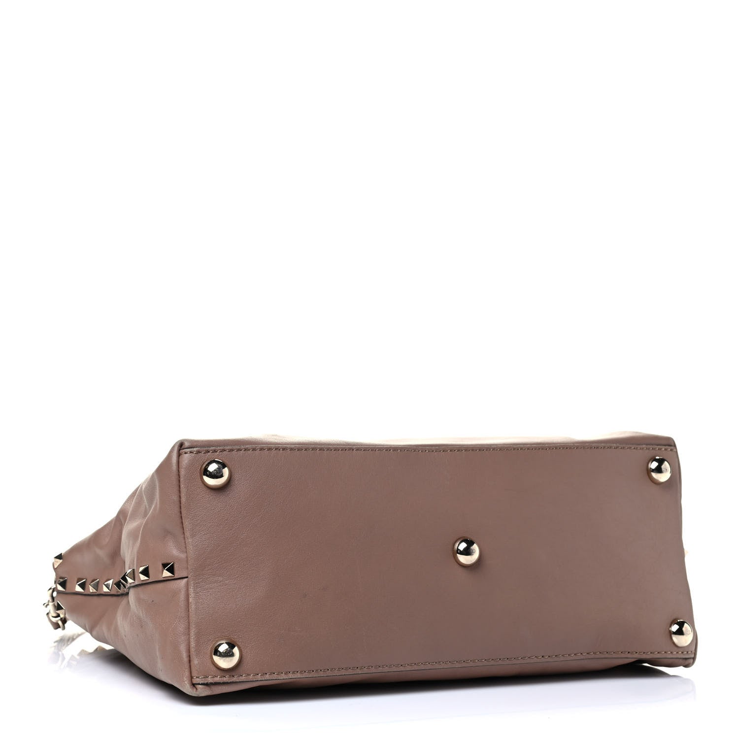 Valentino Garavani Vitello Rockstud Dome Satchel Beige 5 of 10