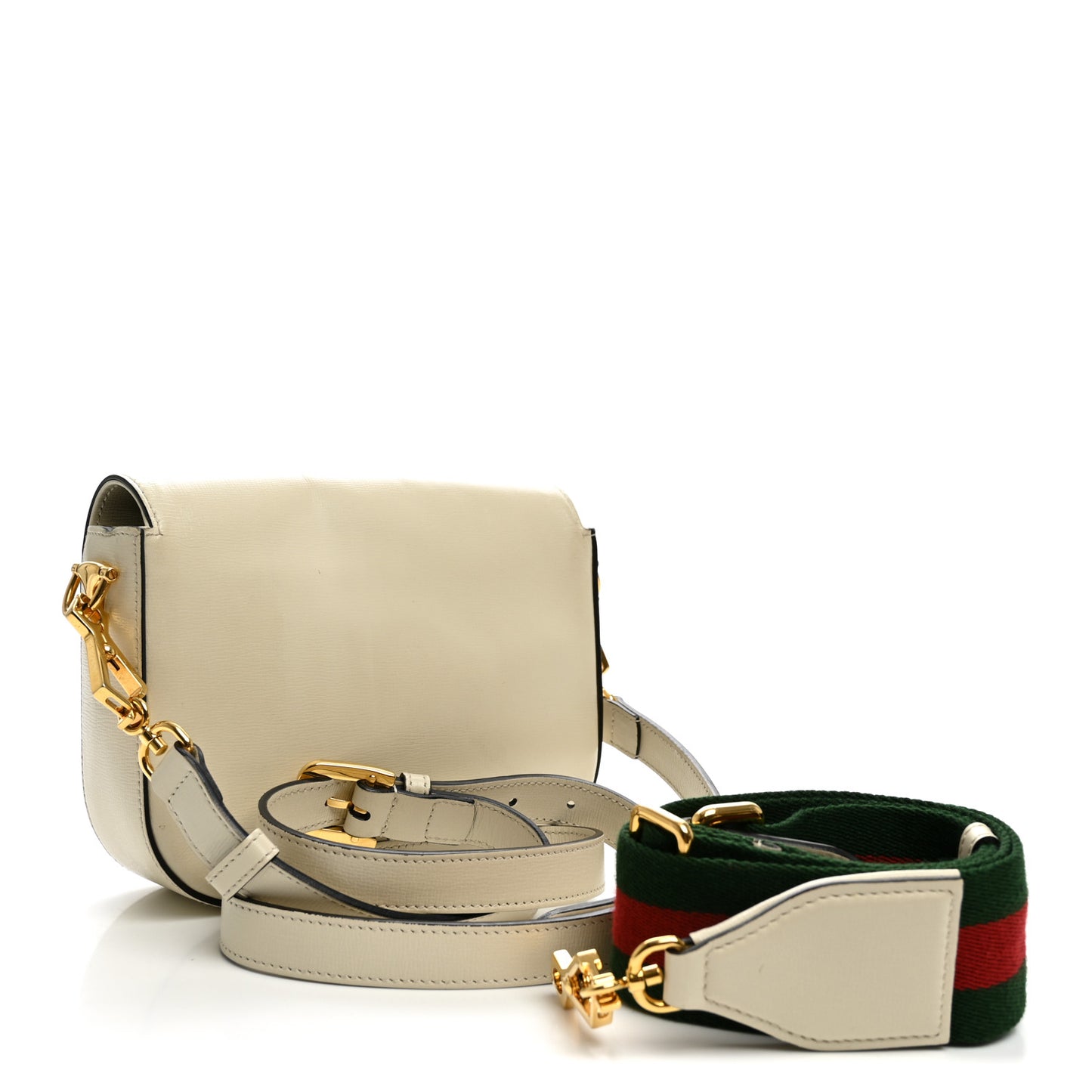 Azalea Calfskin Web Mini Horsebit 1955 Shoulder Bag Mystic White