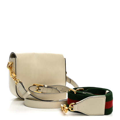 Gucci Azalea Calfskin Web Mini Horsebit 1955 Shoulder Bag Mystic White 3 of 13