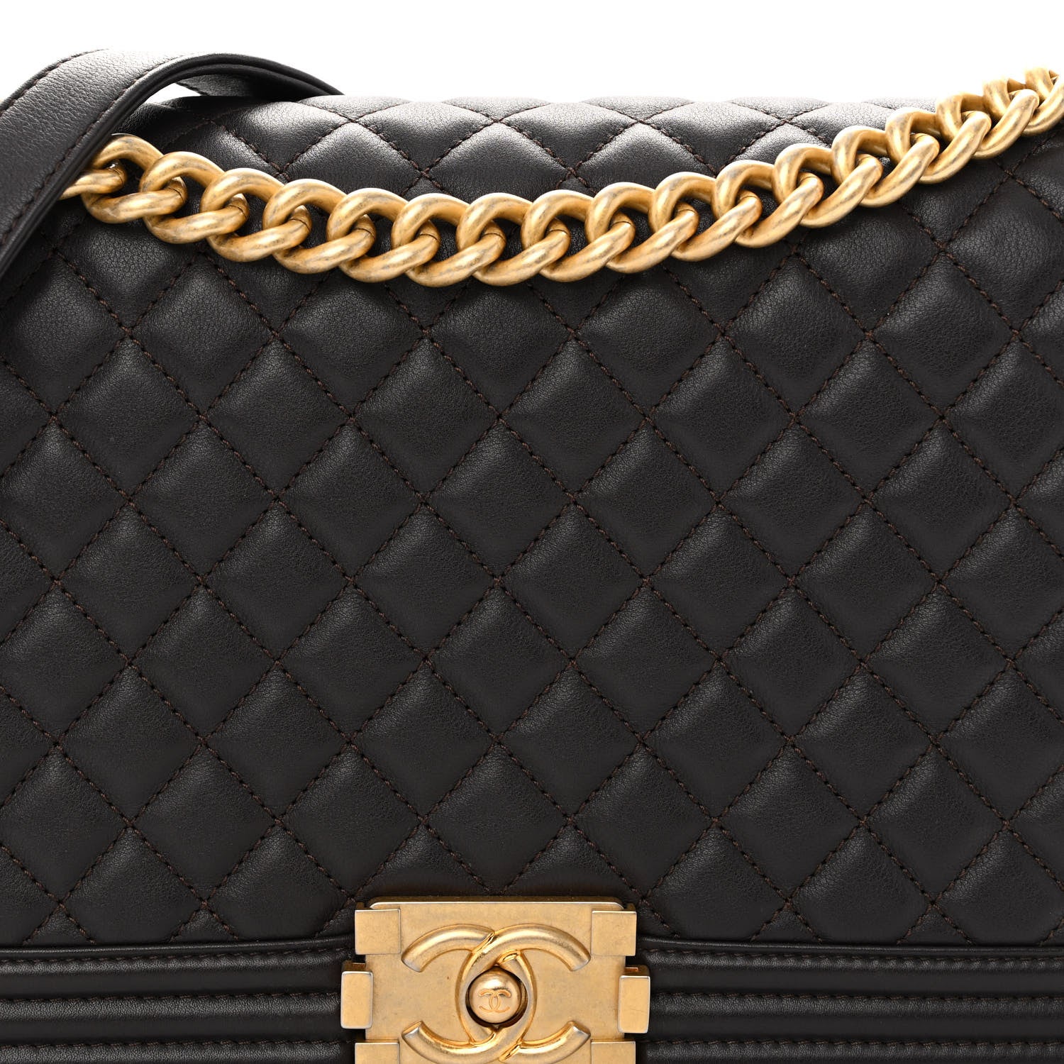 Chanel Calfskin Quilted New Medium Boy Flap Dark Brown 5 of 10