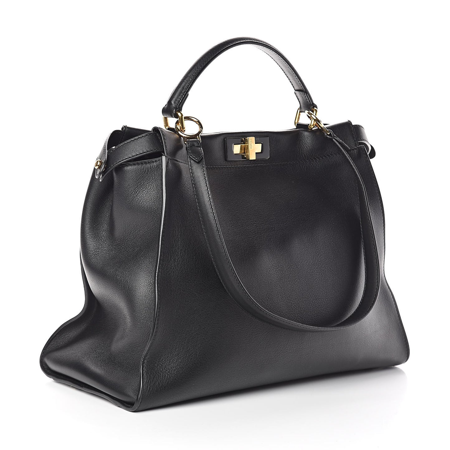 Vitello Seta Shiny Nappa Large Peekaboo Iconic Satchel Black