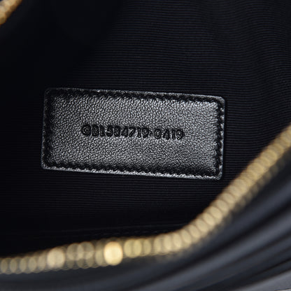 Saint Laurent Grain De Poudre Chevron Monogram Bill Pouch Black 7 of 9