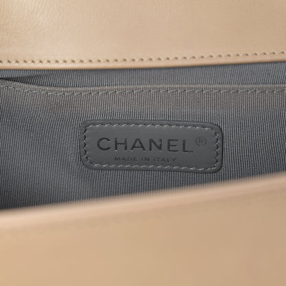 Chanel Calfskin Quilted Double Stitch Medium Boy Flap Beige 5 of 10