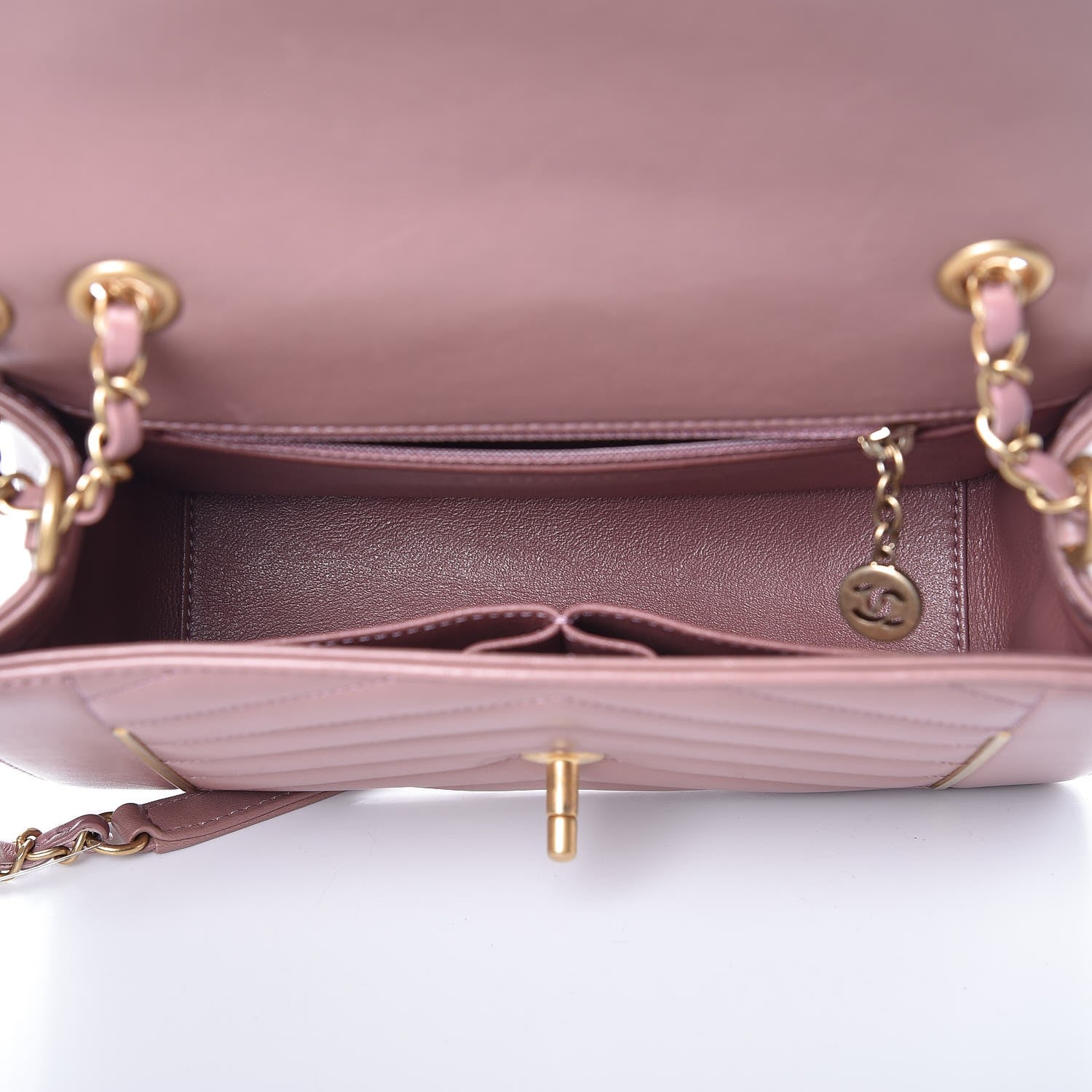 Chanel Lambskin Chevron Quilted Flap Beige 12 of 15