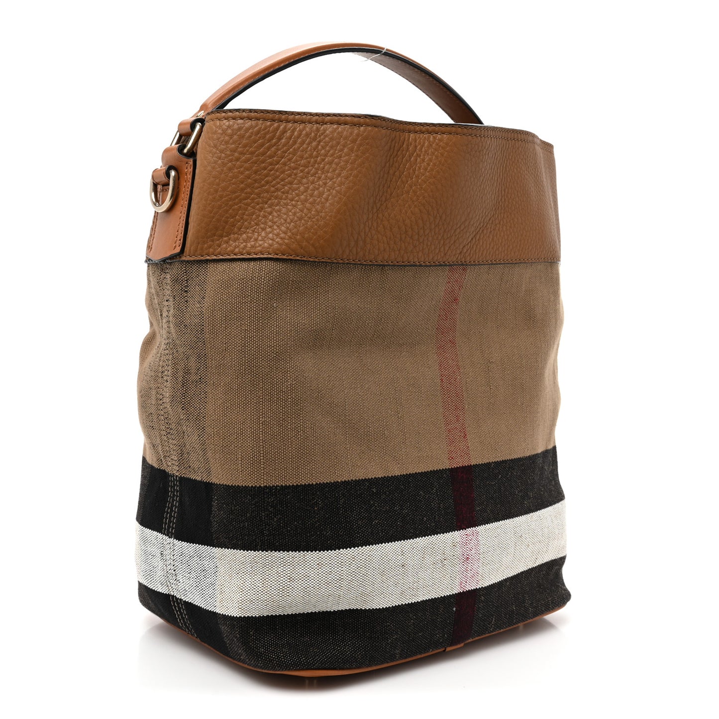 Grainy Calfskin Canvas Mega Check Medium Ashby Tassel Hobo Saddle Brown