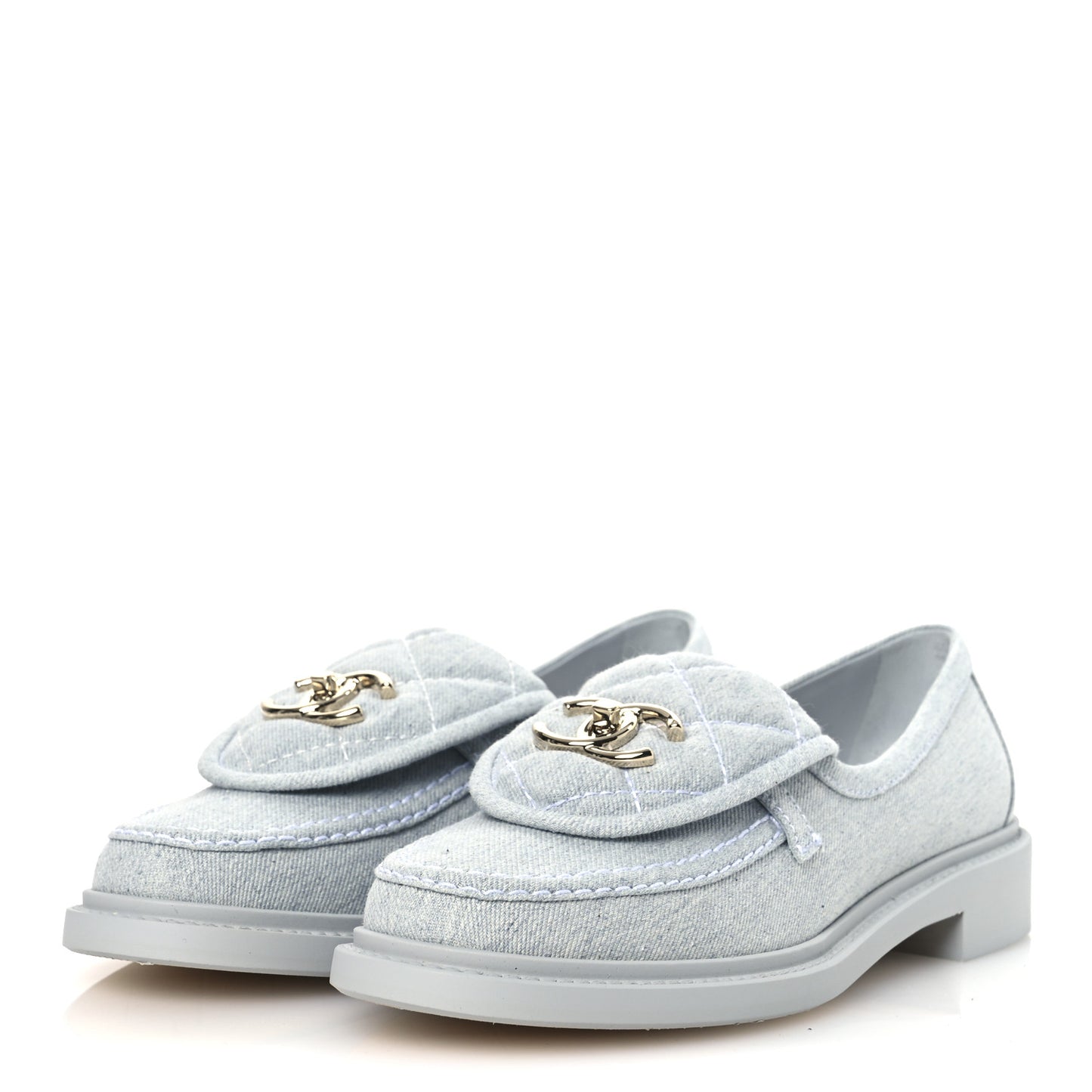 Denim CC Turnlock Loafers 37 Blue