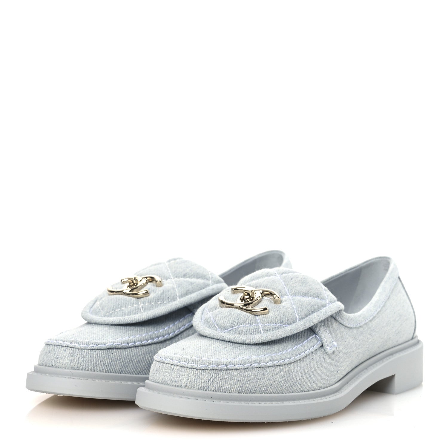 Chanel Denim CC Turnlock Loafers 37 Blue 4 of 11
