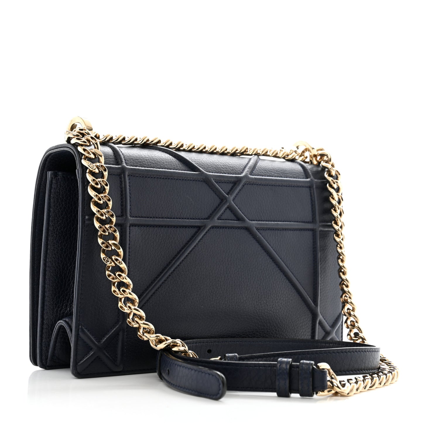Grained Calfskin Medium Diorama Flap Bag Indigo