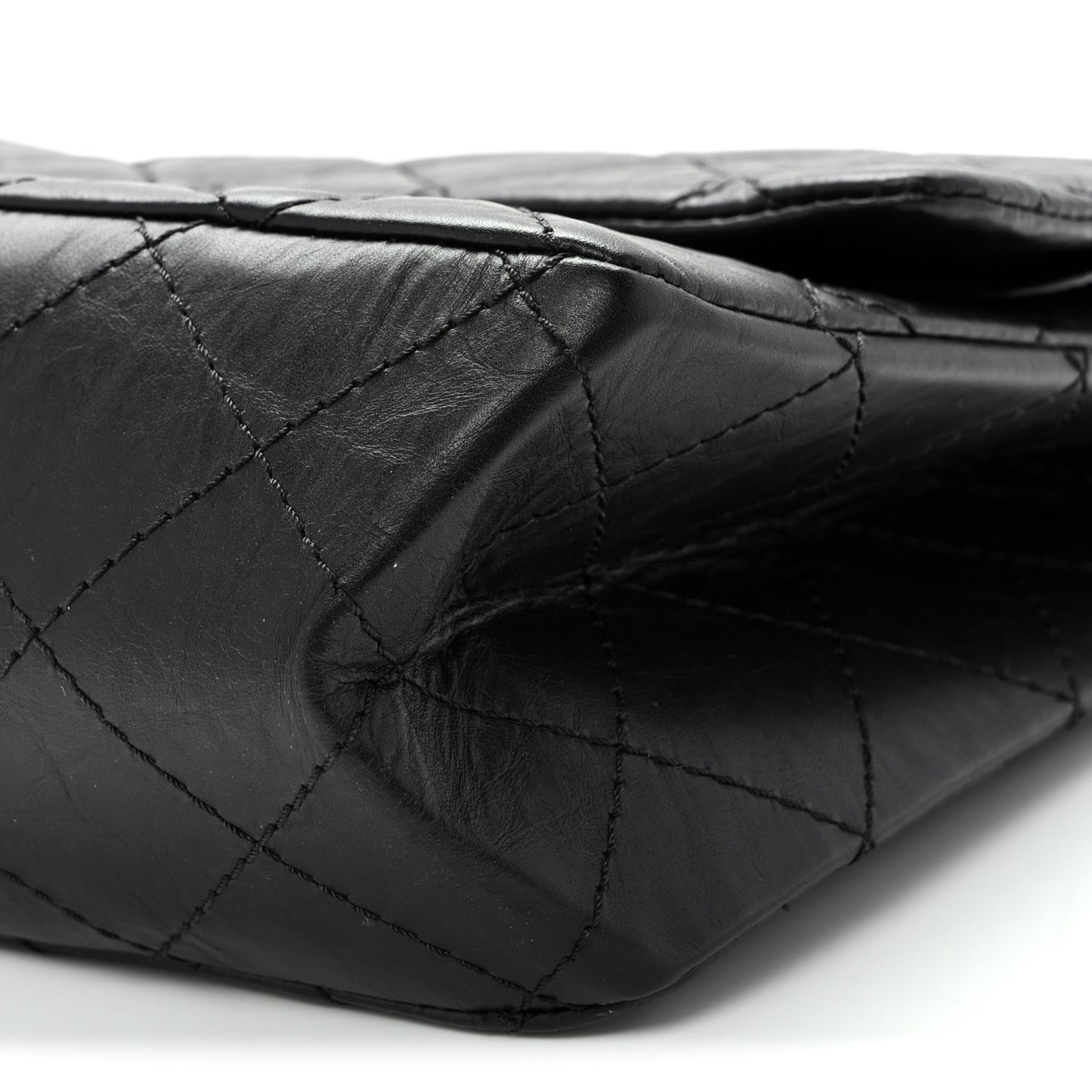 Aged Calfskin Quilted 2.55 Reissue 227 Flap Black