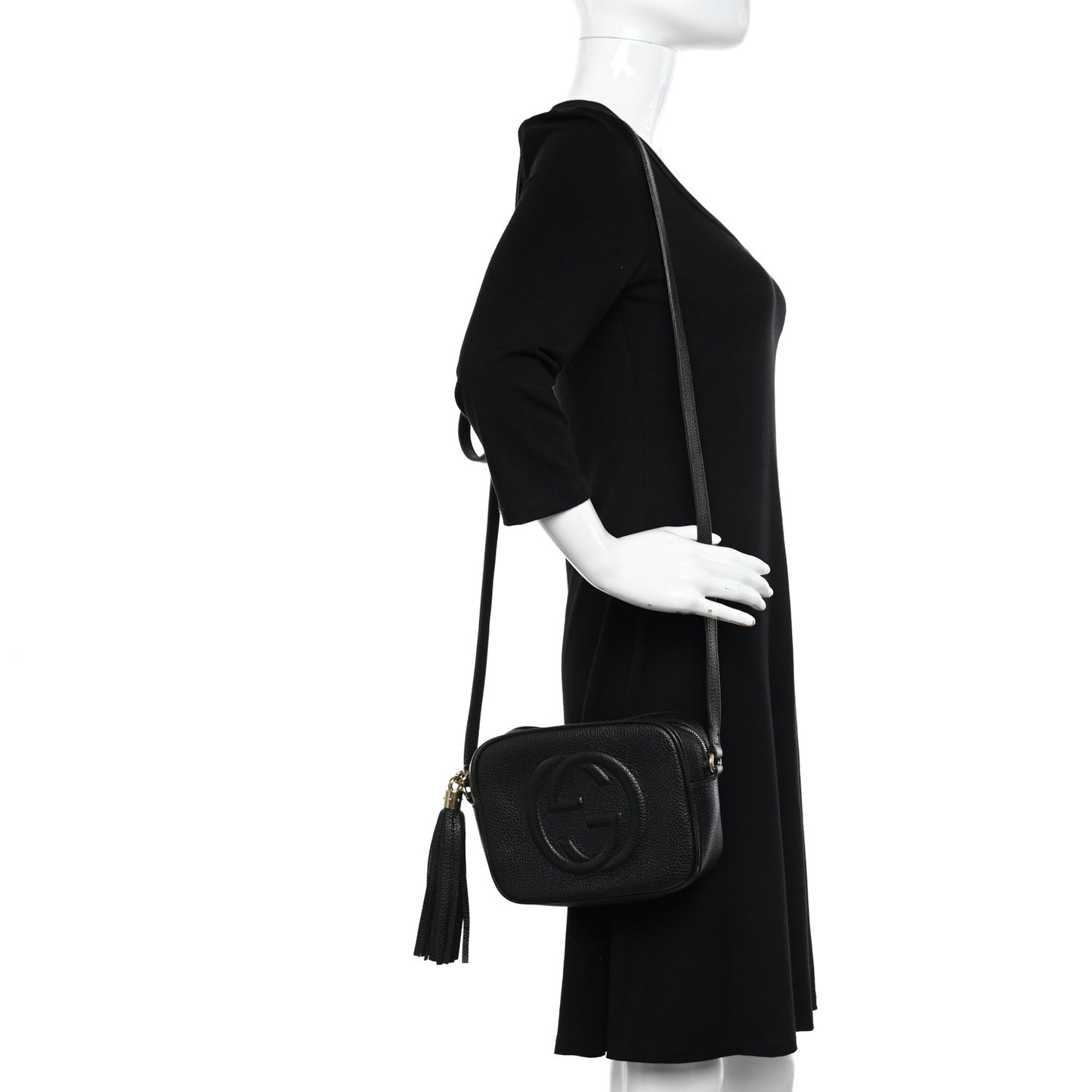 Pebbled Calfskin Small Soho Disco Bag Black